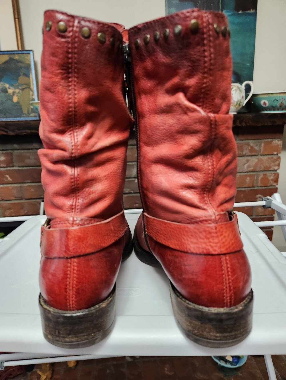 Mjus Red Studded Leather Boots - Picture 4 of 9